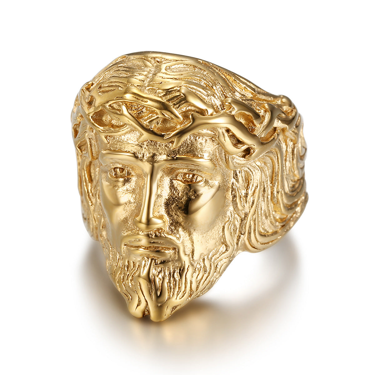 Wholesale Vintage Stainless Steel Polished Gold Plated YS Figure Men's Ring